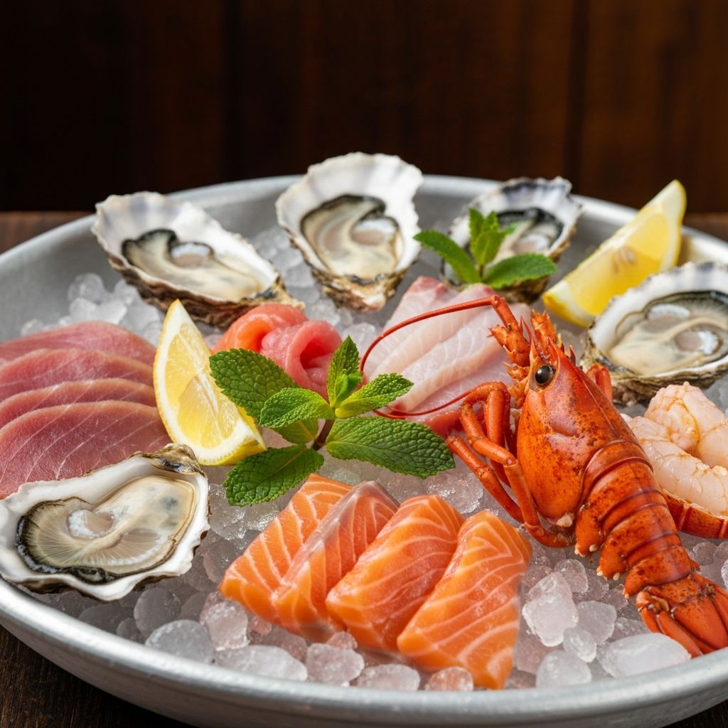 Fresh Mediterranean seafood crudo platter at Scalinatella restaurant